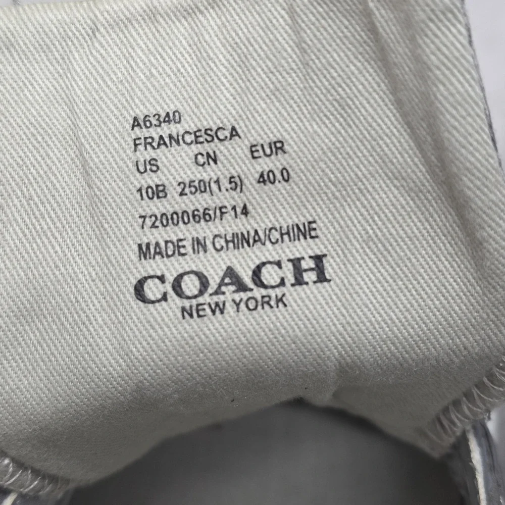 Coach Francesca Shoes Womens Size 10 Gray Canvas Slip On Sneaker A6340